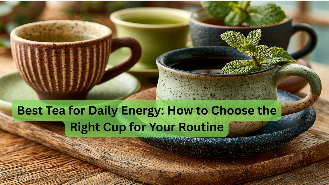 several cups of tea and mint leaves