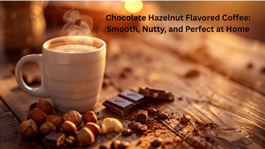 nuts and chocolate with steaming coffee cup