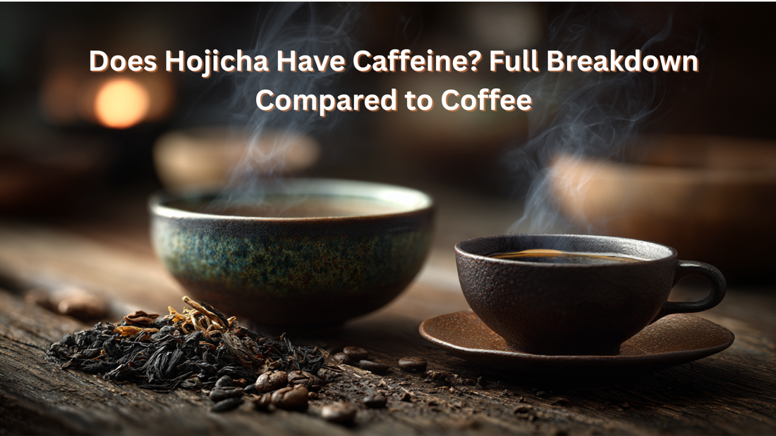 cup of hojicha and cup of espresso