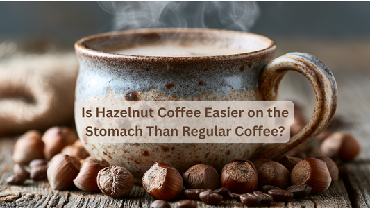 cup of coffee surrounded by hazelnuts