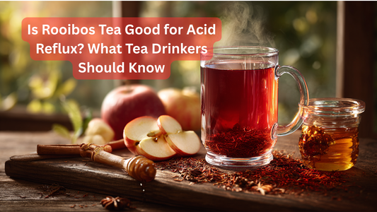 glass cup of rooibos tea with honey and apple