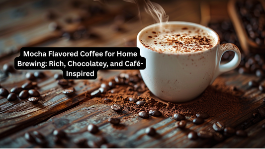 coffee beans around cup