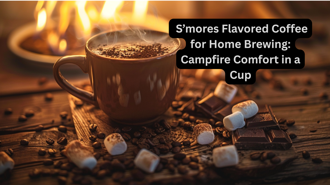 coffee cup with marshmallow and chocolate with the campfire