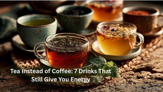 6 different cups of tea on a table