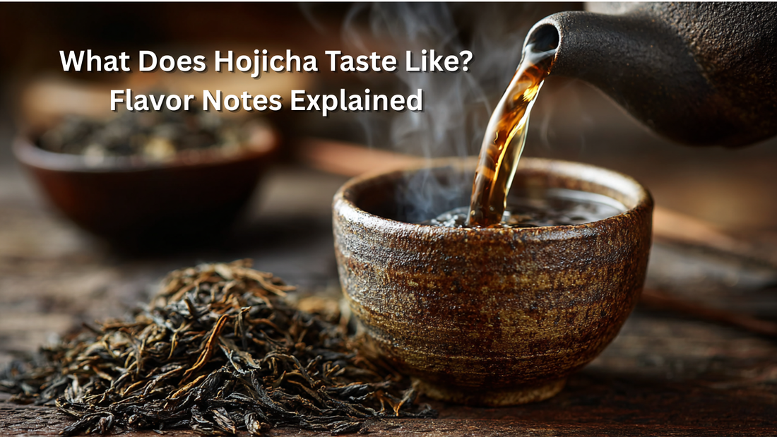 pouring hojicha tea