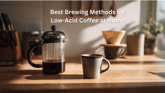 french press and pour over with coffee cup on table